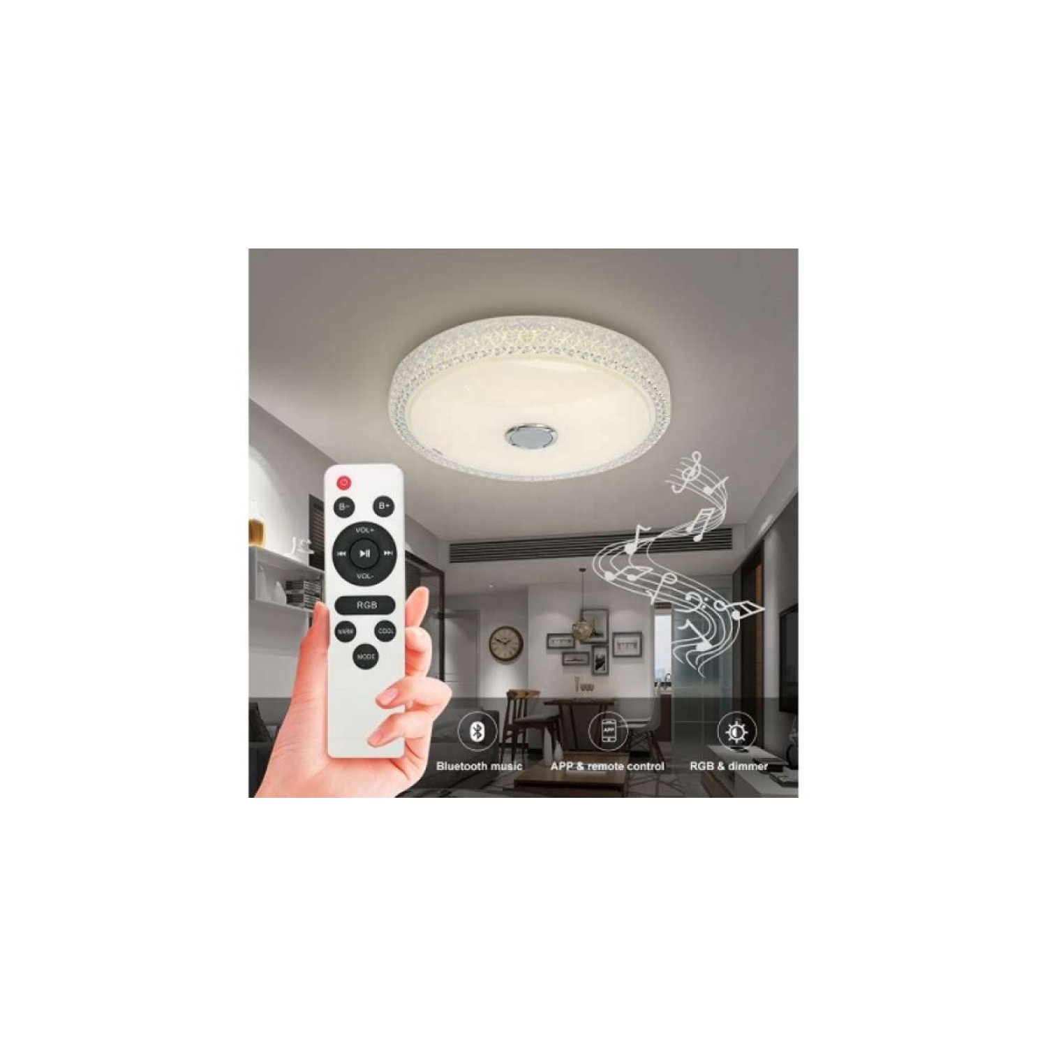 LED mennyezeti lámpa Smart APP Control 220V LED RGB zene mennyezeti lámpa Bluetooth hangszórós